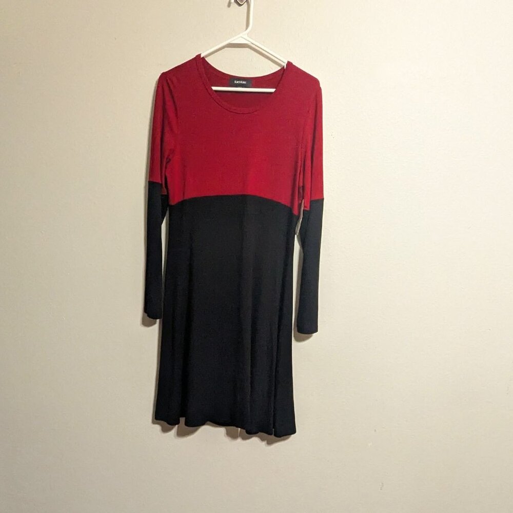 Karen Kane  A-line Dress in Red & Black Color Block Size Medium  NWT